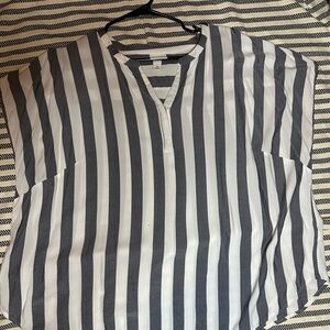 Ava and Viv Striped Gray and White Women's Top in 3x , 100% rayon